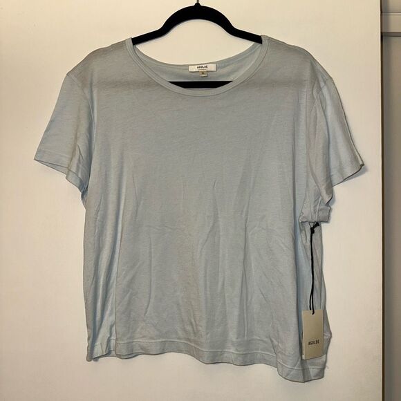Agolde XL Drew Tee Wolf Eye Light Blue Crew Neck Short Sleeve Womens NWT - Picture 1 of 7